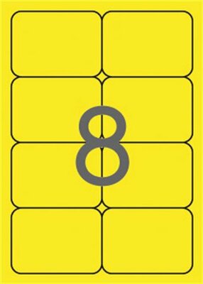 Etikett, 99,1x67,7 mm, színes, kerekített sarkú, APLI, neon sárga, 160 etikett/csomag, (20 lap)