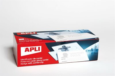 Névkitűző, tűvel és csipesszel, 90x56, APLI, (25 db)