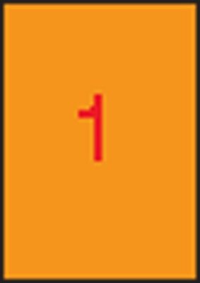 Etikett, 210x297 mm, színes, APLI, neon narancs, 100 etikett/csomag, (100 lap)