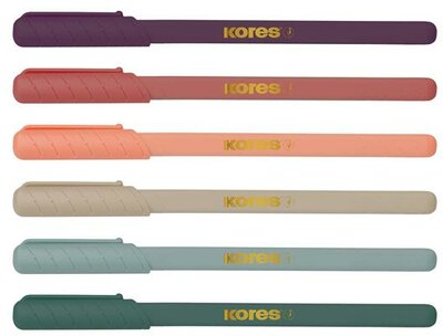 Golyóstoll, 1,0 mm, kupakos, háromszögletű, KORES "KOR-M Vintage", kék, (6 db)