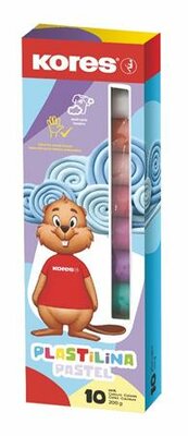 Gyurma, 200 g, 10 pasztell szín, KORES "PLASTILINA", (10 db)