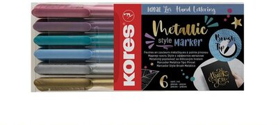Ecsetirón készlet, KORES "Metallic Style", 6 metál szín, (6 db)