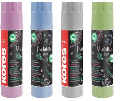 Ragasztóstift, metál színű tokban, 20 g, KORES "Metallic Style"