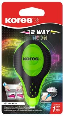 Hibajavító roller, 4,2 mm x 8 m, KORES "2WAY Neon", vegyes színekben, (8 méter)