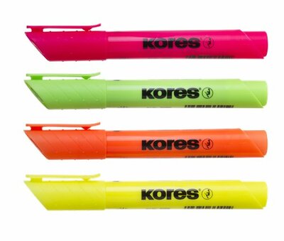 Szövegkiemelő készlet, 0,5-5 mm, KORES "High Liner Plus", 4 különböző szín, (4 db)