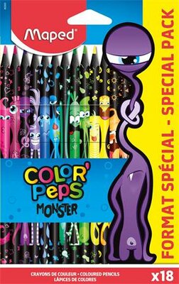 Színes ceruza készlet, háromszögletű, MAPED "Color'Peps Monster" 18 különböző szín, (18 db)
