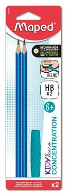 Írástanuló grafitceruza, HB, háromszögletű, szilikon vég, MAPED "Kidy Learn Concentration", (2 db)