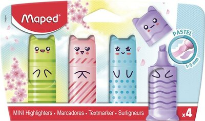 Szövegkiemelő készlet, 1-5 mm, MAPED "Mini Pastel", 4 különböző pasztell szín, (4 db)