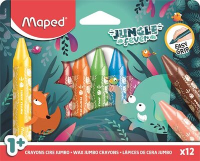 Zsírkréta, vastag, MAPED "Jungle Fever", 12 különböző színben, (12 db)