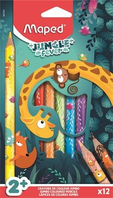 Színes ceruza készlet, vastag, MAPED "Jungle Fever", 12 különböző szín, (12 db)