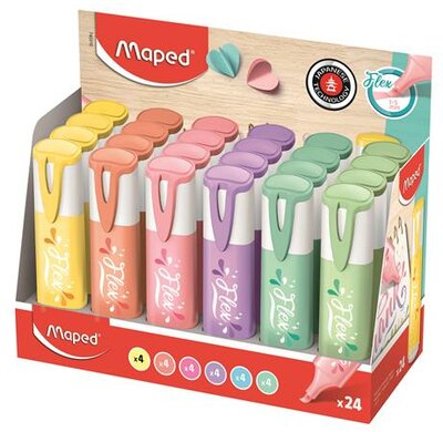 Szövegkiemelő display, 1-5 mm, MAPED "Fluo Peps Flex Pastel", pasztell szín, (24 db)