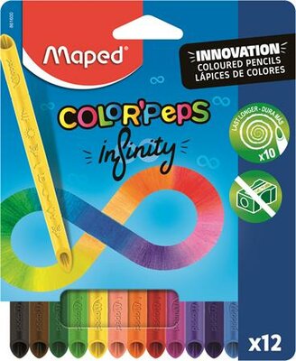 Színes ceruza készlet, háromszögletű, MAPED "Color'Peps INFINITY", 12 különböző szín, (12 db)