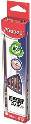 Grafitceruza radírral, HB, háromszögletű, MAPED "Black'Peps Navy", (12 db)