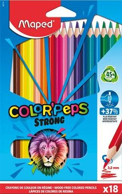 Színes ceruza készlet, háromszögletű, MAPED "Color'Peps Strong", 18 különböző szín, (18 db)