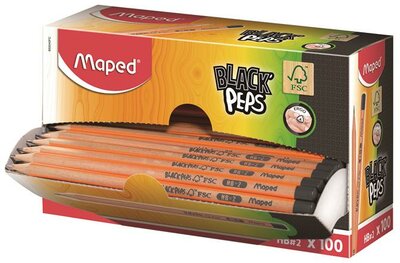 Grafitceruza display, HB, háromszögletű, MAPED "Black Peps", (100 db)