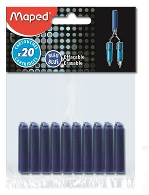 Töltőtoll patron, MAPED, kék, (20 db)