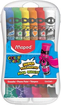Tempera készlet, 12 darabos, műanyag dobozban, MAPED, (12 db)