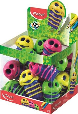 Hegyező display, kétlyukú, tartályos, MAPED "Croc Croc", kukac, vegyes színek, (18 db)