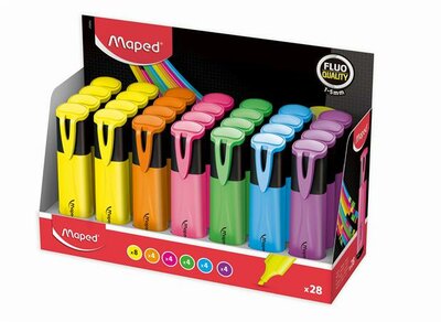 Szövegkiemelő display, 1-5 mm, MAPED "Fluo Peps Classic", vegyes színek, (28 db)