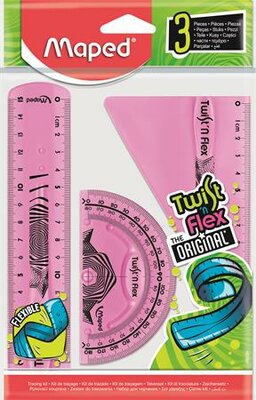 Vonalzókészlet, műanyag, törhetetlen, 3 darabos, MAPED "Twist'n Flex", (3 db)