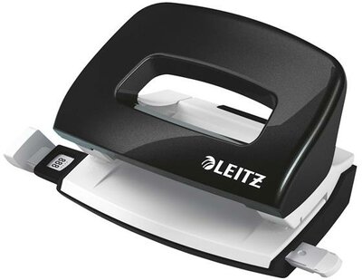 Lyukasztó, kétlyukú, 10 lap, fém, mini, LEITZ "Nexxt Wow", fekete