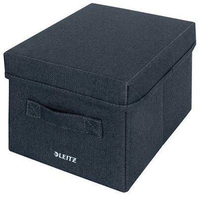 Doboz, szövet borítású, S méret, LEITZ "Fabric", sötétszürke, (2 db)