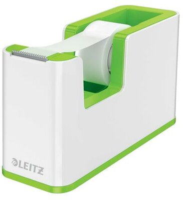 Ragasztószalag-adagoló, asztali, feltöltött, LEITZ "Wow", fehér-zöld