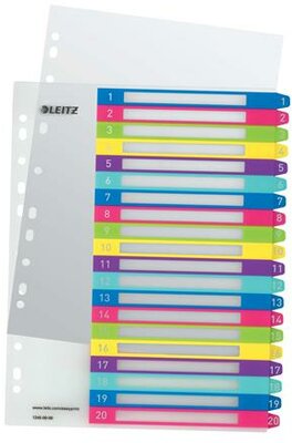 Regiszter, műanyag, A4 Maxi, 1-20, LEITZ "Wow"