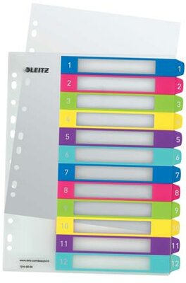 Regiszter, műanyag, A4 Maxi, 1-12, LEITZ "Wow"