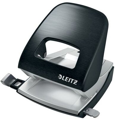 Lyukasztó, kétlyukú, 30 lap, fém, LEITZ "Nexxt Style, szaténfekete