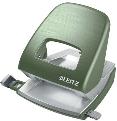 Lyukasztó, kétlyukú, 30 lap, fém, LEITZ "Nexxt Style, olajfazöld