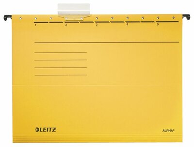 Függőmappa, karton, A4, LEITZ "Alpha Standard", sárga, (25 db)