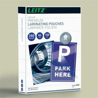 Meleglamináló fólia, 250 mikron, A4, fényes, UDT technológiával, LEITZ "iLam", (100 db)
