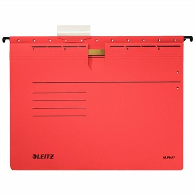 Függőmappa, gyorsfűzős, karton, A4, LEITZ "Alpha", piros, (25 db)