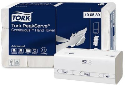 Kéztörlő, hajtogatott, H5 rendszer, 1 rétegű, Advanced, TORK "PeakServe", fehér-szürke nyomat, (12 csom)