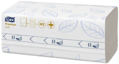 Kéztörlő, tömörített, Interfold, 2 réteg, 170 lap, H2 rendszer, Premium, TORK "Xpress Soft Multifold", fehér, (12 csom)