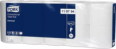 Toalettpapír, T4 rendszer, 2 rétegű, 12,5 cm átmérő, Universal, TORK, fehér, (10 tek)