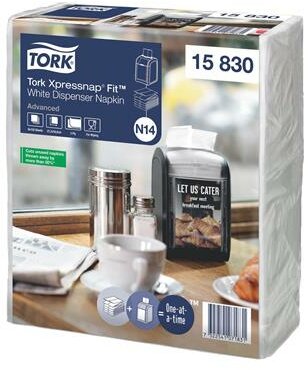 Szalvéta, adagolós, 2 rétegű, 21,3x16,5 cm, N14 rendszer, Advanced, TORK "Xpressnap Fit", fehér, (720 db)