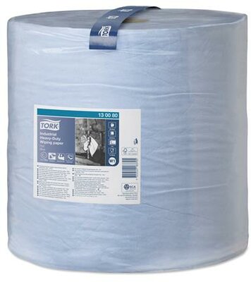 Törlőpapír, tekercses, 39 cm átmérő, W1 rendszer, 3 rétegű, TORK "Nagy teljesítményű", kék