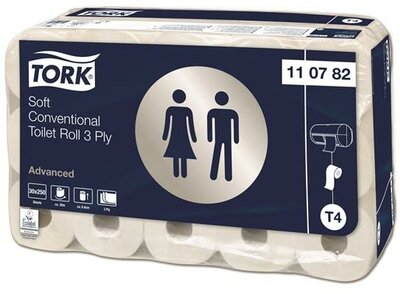 Toalettpapír, T4 rendszer, 3 rétegű, 12,5 cm átmérő, Advanced, TORK, fehér, (30 tek)