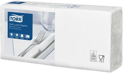 Szalvéta, 1/4 hajtogatott, 3 rétegű, 32,5x32,8 cm, Advanced, TORK "Soft Lunch", fehér, (150 db)