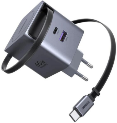 UGREEN 65W USB-C GaN gyorstöltő behúzható kábellel X615