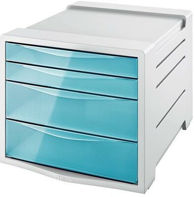 Irattároló, műanyag, 4 fiókos, ESSELTE "Colour'Breeze", áttetsző kék