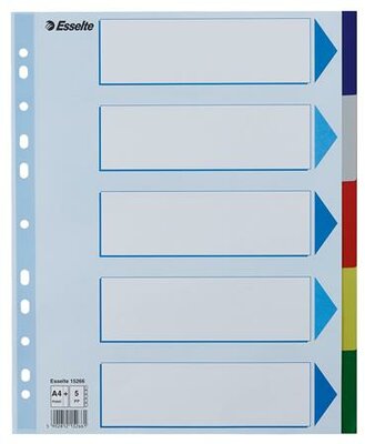 Regiszter, műanyag, A4 Maxi, 5 részes, ESSELTE