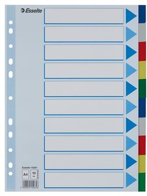 Regiszter, műanyag, A4, 10 részes, ESSELTE