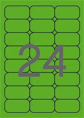 Etikett, 64x33,9 mm, színes, kerekített sarkú, APLI, neon zöld, 480 etikett/csomag, (20 lap)