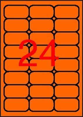 Etikett, 64x33,9 mm, színes, kerekített sarkú, APLI, neon narancs, 480 etikett/csomag, (20 lap)