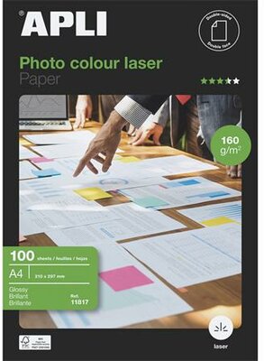 Fotópapír, lézer, A4, 160 g, fényes, kétoldalas, APLI "Premium Laser", (100 lap)