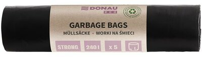 Szemeteszsák, extra erős, 240 l, 5 db, 70 µ, DONAU "Eco", fekete, (5 db)