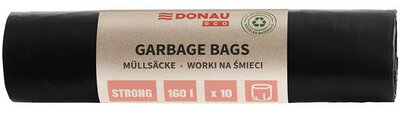 Szemeteszsák, extra erős, 160 l, 10 db, 70 µ, DONAU "Eco", fekete, (10 db)
